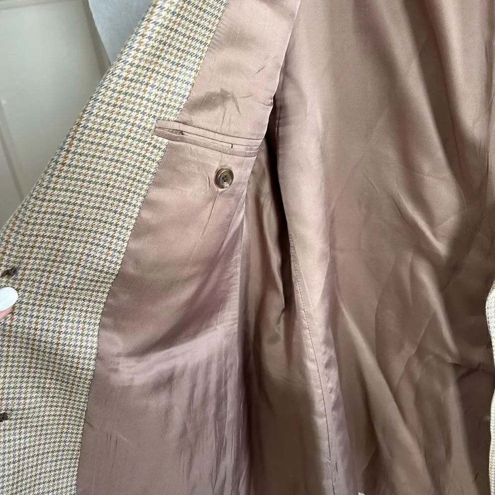 Lauren Ralph Lauren suit jacket blazer size 42R 100% silk houndstooth pattern